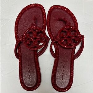 Tory Burch Red Beaded Sandals